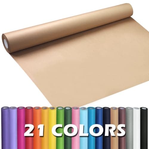 PH PERKHOMY Brown Kraft Paper Roll 17.5" x 600" (50') for Gift Wrapping Bulletin Board Kids Craft Art Bouquet Flower Packing Moving Shipping Floor Covering Table 70GSM 50LB (Brown, 17.5" x 50')