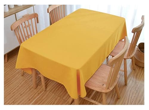 Gualiy Rectangular Tablecloth Kitchen, Table Cloth 140 x 140cm Solid Color Tableclothes for Rectangle Table, Yellow