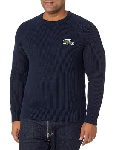 Lacoste Men's Unisex Organic Cotton Crew Neck Sweater, Marine, X-Small