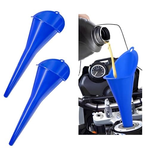 DXNQ 2 PCS Oil Funnel, Automotive Multi-Function Plastic Fuel Funnel with Long Neck, Universal Engine Oil Funnel for Filling Oils Gas Lubricants and Fluids, Car Accessories (Blue)