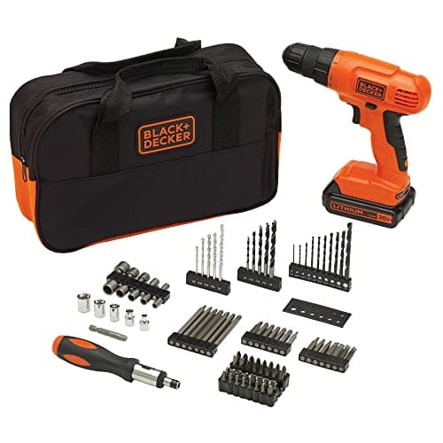 BLACK+DECKER 20V MAX* POWERCONNECT Cordless Drill Kit + 100 pc. Kit (BDC120VA100), Orange