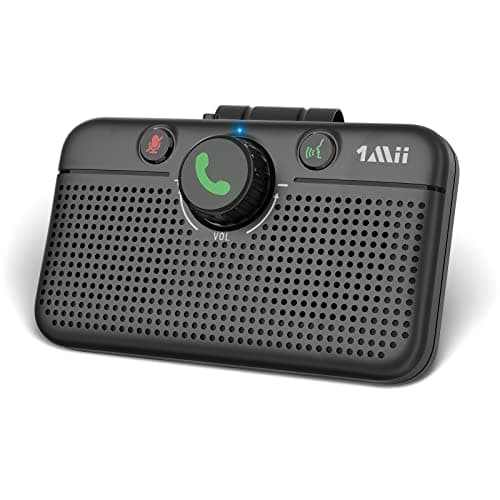 1Mii Bluetooth 5.3 Car Speaker, Handsfree Bluetooth Speakerphone for Cell Phone, Motion Auto On, Support Voice Assistant for Android and iOS, Wireless Audio Car Kit with Visor Clip