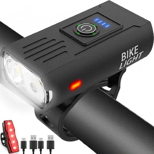Victoper Bike Light, High Lumens Super Bright Bicycle Lights, 6+4 Modes USB Rechargeable Bike Headlight & Tail Light Set, Waterproof Safety Bike Front & Rear Light for Road, Mountain, Night Riding