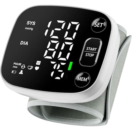 Oklar Blood Pressure Monitors for Home Use Rechargeable Wrist Digital BP Machine Cuff with LED Backlit Display, Voice Broadcast, 240 Memory Storage for 2 Users with Carrying Case