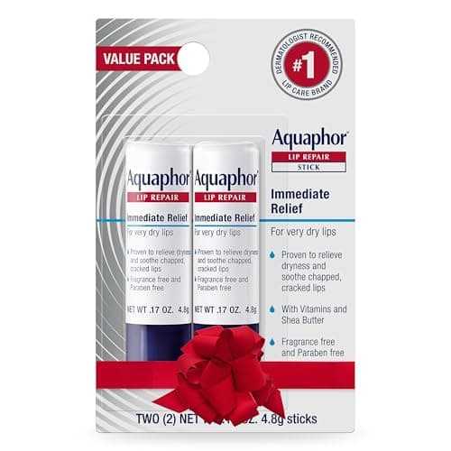 Aquaphor Lip Repair Stick, Moisturizing Lip Balm Pack, Relieves Dryness, Holiday Gifts for Self Care, 0.17 Oz Stick, Pack of 2
