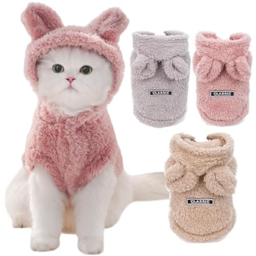 Cat Bunny Ears Costume Cute Dog Kitten Hoodies Sweater Rabbit Ears Puppy Pet Apparel (Small,Pink)