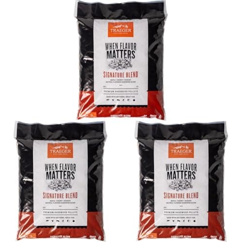Traeger Grills Signature Blend 100% All-Natural Wood Pellets for Smokers and Pellet Grills, BBQ, Bake, Roast, 18 lb. Bag (Pack of 3)