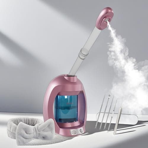 Facial Steamer, Nano Ionic Face Steamer for Facial Deep Cleaning, Pink Hair Steamer Facial Steamer Professional, Facial Steamers for Home Facial Spa.