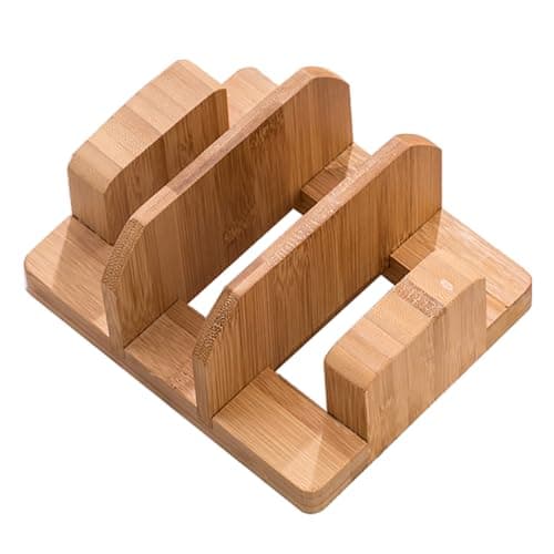 Kunovo Bamboo Pot Lid Holder,Cutting Board Organizer,Baking Sheet/Pan Organizer Rack for Cabinet (GGJ-A)