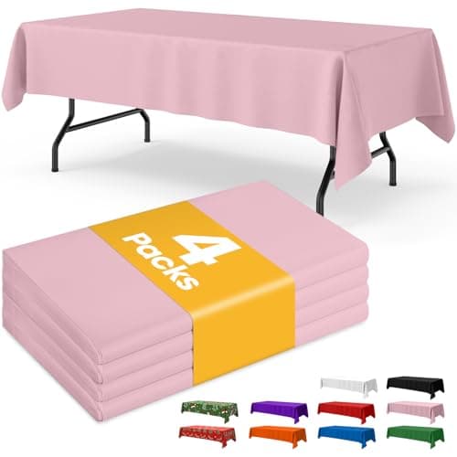 Niuara Pink Plastic Table Cloth - 4 Pack 54" × 108" Rectangle Disposable Tablecloths for 6FT Tables, Waterproof Table Cover for Party, Holiday & Gathering Use