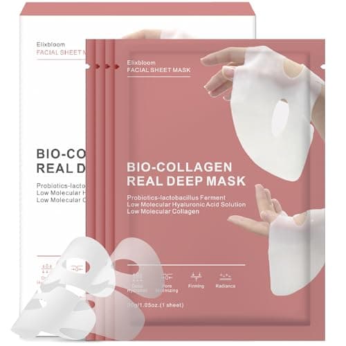 Bio-Collagen Face Mask, Real Deep Hydrating Collagen Overnight Mask, Face Masks Skincare, Facial Sheet Masks for Skin care, Pore Minimizing, Firming, Elasticity Improvement, and Moisturizing.