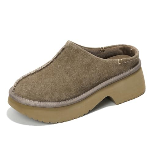 Project Cloud Clogs for Women - Memory Foam Genuine Suede Slip on Clogs, Non-Slip Sole Women's Mules & Clogs - Slip-on Womens Shoes & Womens Clogs - Comfy Mules for Women 2024 (Johnna, Chocolate, 5.5)