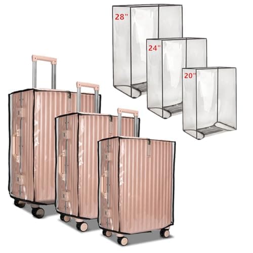 goldhik 3PCS Clear PVC Luggage Cover Protectors Thicken Transparent Waterproof Suitcase for Travel Airplane 20"+24"+28"