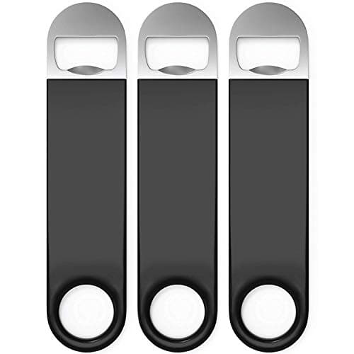 Bartender Bottle Openers, Beer Bottle Openers, Speed Openers 3 Pack by Premium Cold One. Professional Grade: Rubber Coated, Stainless Steel. 7 inch