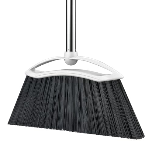 EZKEY Heavy Duty Broom, 54-inch Adjustable Long Handle Angle Brooms Large Brooms for Sweeping Indoor and Outdoor Commercial Broom for Home Kitchen Patio Garage Porch Courtyard Classroom, White