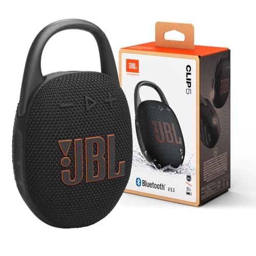 JBL Clip 5 - Ultra-Portable, Waterproof & Dustproof Bluetooth Speaker, Big Pro Sound with Punchy bass, Integrated Carabiner, Up to 12 Hours of Play, Made in Part with Recycled Materials (Black)