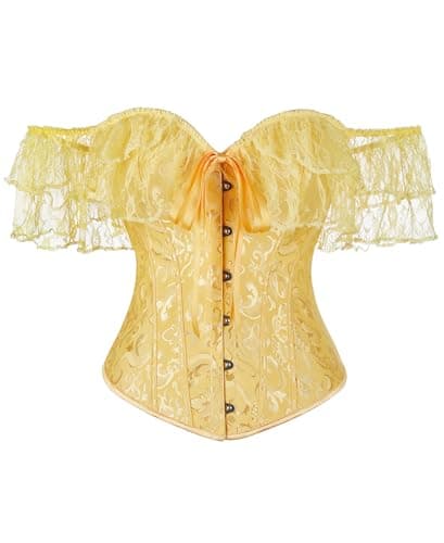 Alivila.Y Fashion Off Shoulder Corset Lace Up Bustier Sexy Push Up Corset Tops for Women Costume Tops A22230-Yellow-XL