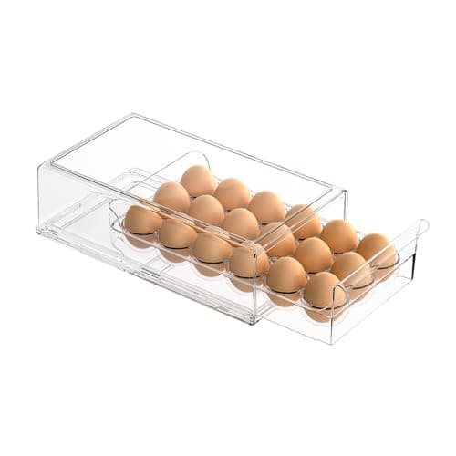 Egg Container for Refrigerator BPA Free Refrigerator Organizer Bins,Stackable Egg Holder for Refrigerator,18 Egg Tray,Clear