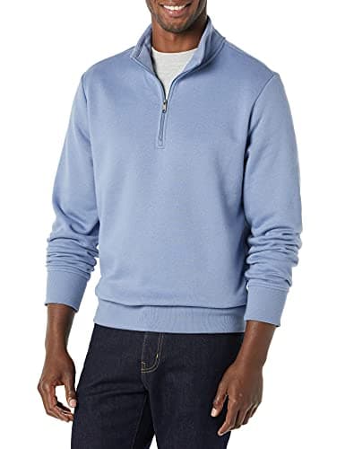 Amazon Essentials Men's Long-Sleeve Quarter-Zip Pullover Fleece Sweatshirt, Blue, Large