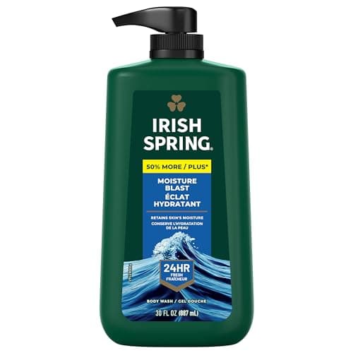 Irish Spring Mens Body Wash, Moisture Blast Body Wash for Men, Feel Fresh All Day, 30 Oz Pump Bottle