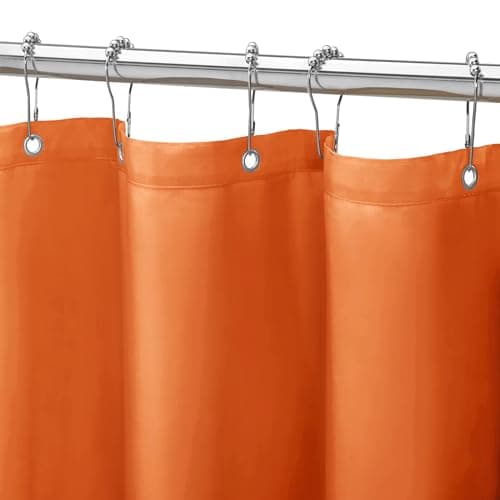 Gibelle Orange Fabric Shower Curtain or Liner, 72x72 Waterproof Shower Curtain Liner for Bathroom with Metal Grommets and 12 Plastic Hooks, Soft Cloth & Hotel Quality, Machine Washable