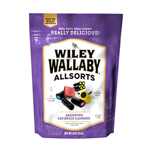 Wiley Wallaby 8 Ounce Allsorts Gourmet Australian Style Soft & Chewy Assorted Licorice Candy (1 Pack)