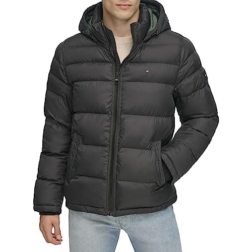 Tommy Hilfiger Men's Classic Hooded Puffer Jacket (Standard and Big & Tall), Black, XL