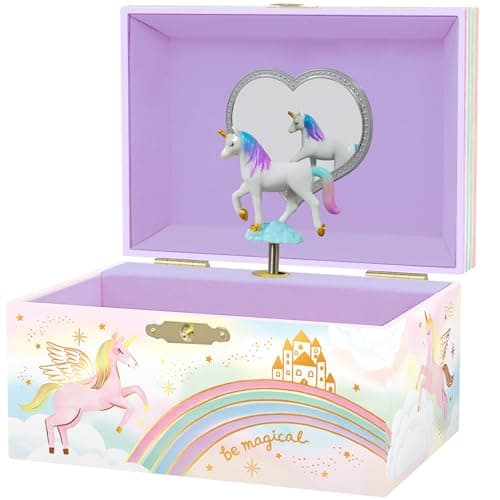 Giggle & Honey Musical Jewelry Box for Girls - Kids Jewelry Box, Unicorn Toys for Girls 4-6, Unicorn Gifts, 6 x 4.7 x 3.5 in