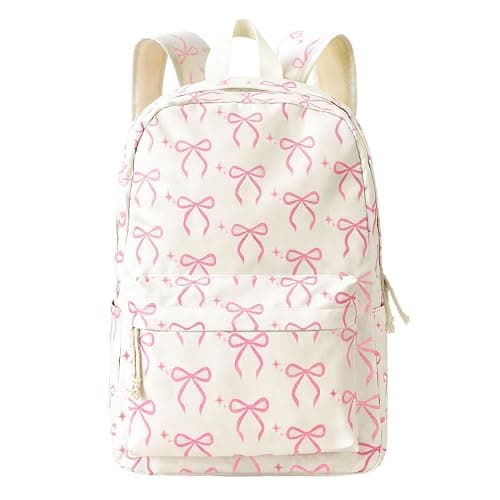 BACH AND BOUJEE Bows Backpack for Women Pink Bow Backpack Cute Aesthetic Bookbag for College Travel Work Office Coquette Bows Bookbags