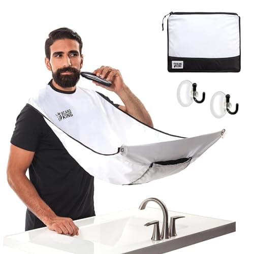 Beard King Beard Bib Apron - As Seen on Shark Tank – Gifts for Him, Stocking Stuffers for Men, Mens Gift, White