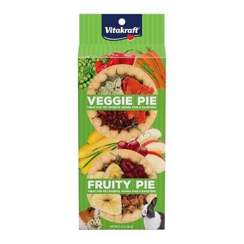Vitakraft Veggie & Fruity Pie Treat for Pet Rabbits, Guinea Pigs, and Hamsters, 2 Pies,brown,24" x 50", 1.27 Ounce (Pack of 1)