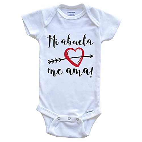 Really Awesome Shirts Mi Abuela Me Ama My Grandma Loves Me Spanish Language Grandchild Baby Bodysuit - One Piece Baby Bodysuit, 0-3 Months White