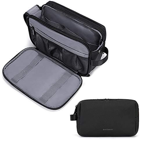 BAGSMART Toiletry Bag for Men, Travel Toiletry Organizer Dopp Kit Water-resistant Shaving Bag for Toiletries Accessories, Door Room Essentials, Black-medium