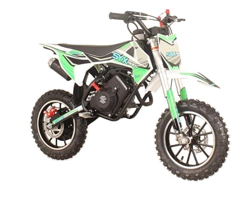 SYX MOTO 58CC Dirt Bike for Kids, Off Road Mini Bike Pit Bike with 4-Stroke Gas Powered Real Motorcycle Engine, Automatic Transmission and Pull Start, Up to 22 Mph, EPA Approved(GREENWHITE)