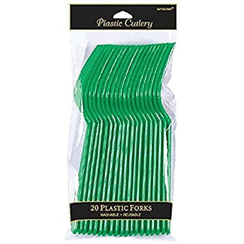 Elegant Festive Green Plastic Fork (Pack Of 20) - Eco-Friendly, Durable & Eye-catching, Perfect For Parties & Events