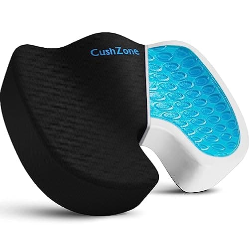 Office Chair Seat Cushion, Cooling Gel Enhanced Memory Foam Cushion for Long Sitting - Back, Sciatica, Coccyx, Tailbone Pain Relief Pillow - for Office, Gaming, Car, Wheelchair - Black, Large