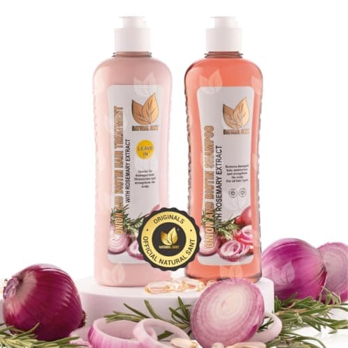 NATURAL SANT - Onion Biotin and Rosemary Shampoo & Treatment for Stronger, Thicker and Longer Strands - Soft Shine, Anti-Hair Loss and Thinning, Growth Formula, Paraben and Silicone Free