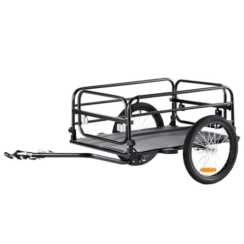 VEVOR Bike Cargo Trailer, 160 lbs Load Capacity, Heavy-Duty Bicycle Wagon Cart, Foldable Compact Storage & Quick Release with Universal Hitch, 16" Wheels, Safe Reflectors, Fits 22"-28" Bike Wheels