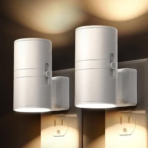 L LOHAS LED Night Light Plug in, Night Lights Plug into Wall, Light Sensor, 0-100LM, Soft White 3000K, Dimmable Night Light, Modern Night Light for Hallway Bedroom Stairway, 2 Pack