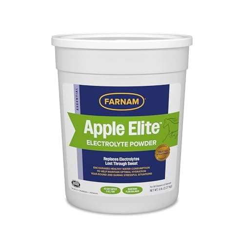 Farnam Apple Elite Electrolyte Powder Supplement for Horses, Replaces Vital Minerals, Encourages Hydration, No Added Sugar, 5 pounds