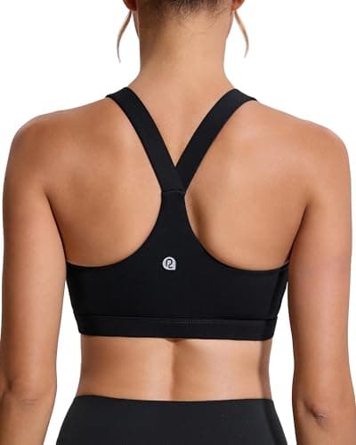 RUNNING GIRL Sports Bras for Women, Molded Cup High Impact Black Sports Bra Workout Bras for Women High Support Racerback(WX3046 Black M)