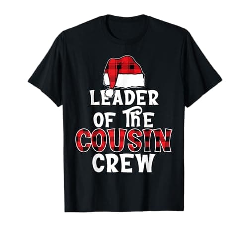 Leader of the Cousin Crew Pajamas Funny Xmas Buffalo Plaid T-Shirt