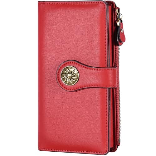 Travelambo Women's Wallet RFID Blocking Trifold Clutch Large Capacity Credit Card Holder Travel Purse