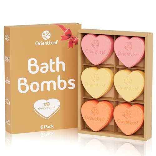 ORIENTLEAF Bath Bombs for Women, Stocking Stuffers, Bath Bombs Fruit Scented Strawberry, Orange, Coconut, 6 x 2 oz