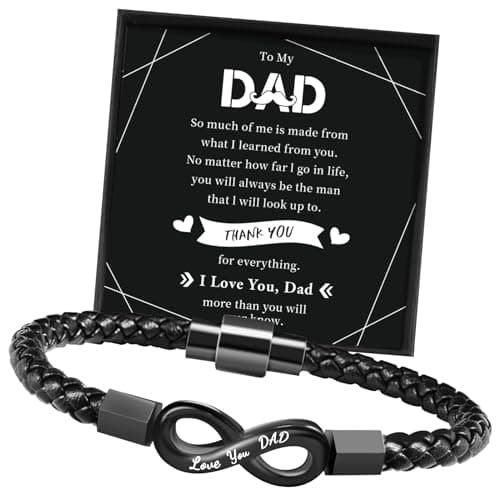 GBTBYS Love You Dad Bracelet, Fathers Day Dad Gifts from Daughter Son, Infinity Leather Bracelet Birthday Gifts Ideas for Daddy Best Stepdad New Dads to Be 1st First Time