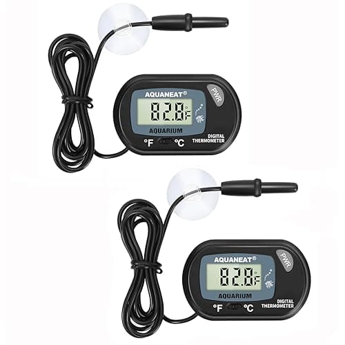 AQUANEAT 2 Pack Aquarium Thermometer, Fish Tank Thermometer, Digital Temperature Test, with Large LCD Display