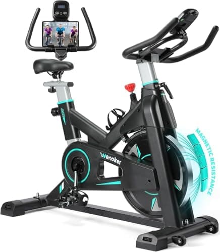 Exercise Bike, WENOKER Magnetic Resistance Stationary Bike for Home, Indoor Bike with Whisper Quiet, Heavy Flywheel and Upgraded LCD Monitor