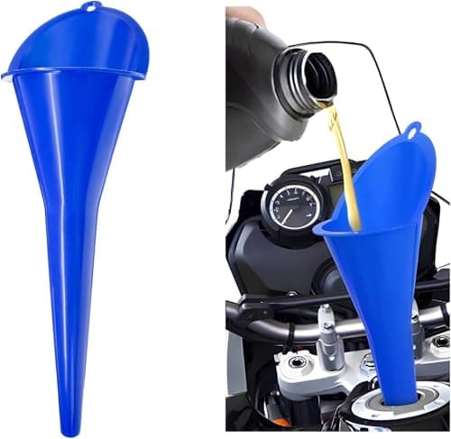 Long-Neck Oil Funnel for Automotive – Multi-Function Plastic Funnel for Oil, Gas & Lubricants – Universal Car Accessory (Blue (1-Pack))