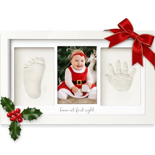 KeaBabies Baby Hand and Footprint Kit - Clay Handprint Keepsake Frame, Newborn Nursery Picture Frame, Personalized New Mom Gifts for Baby First Christmas Shower (Alpine White)