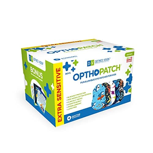 Opthopatch Eye Patches for Kids - Extra Sensitive Adhesive - Boys' Design [Series II] - 100 Count + 3 Reward Charts